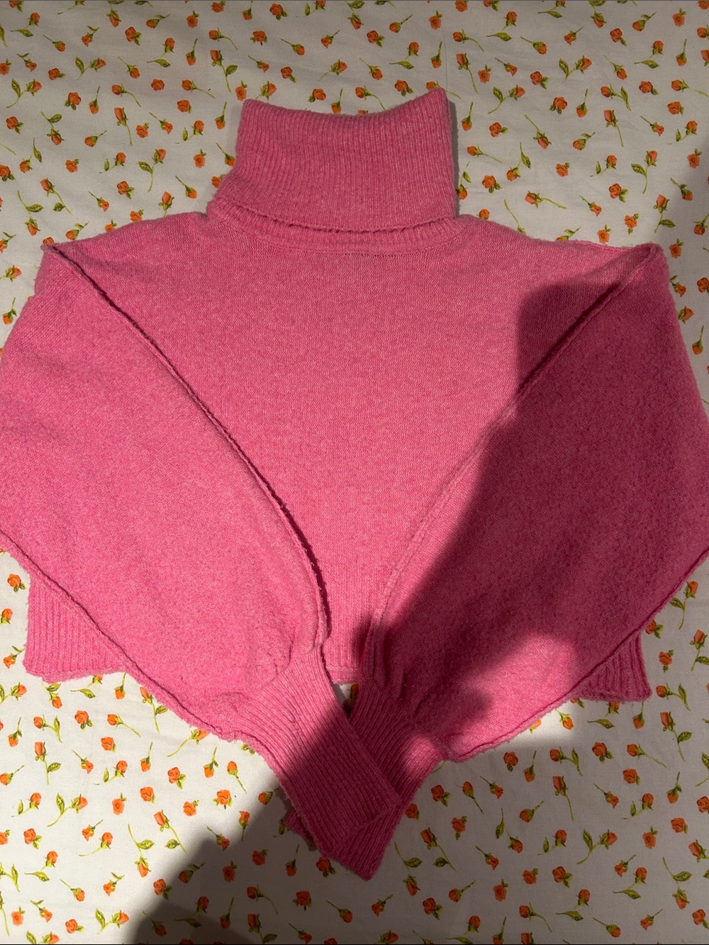 Urban Outfitters Pink Cropped Turtleneck Sweater